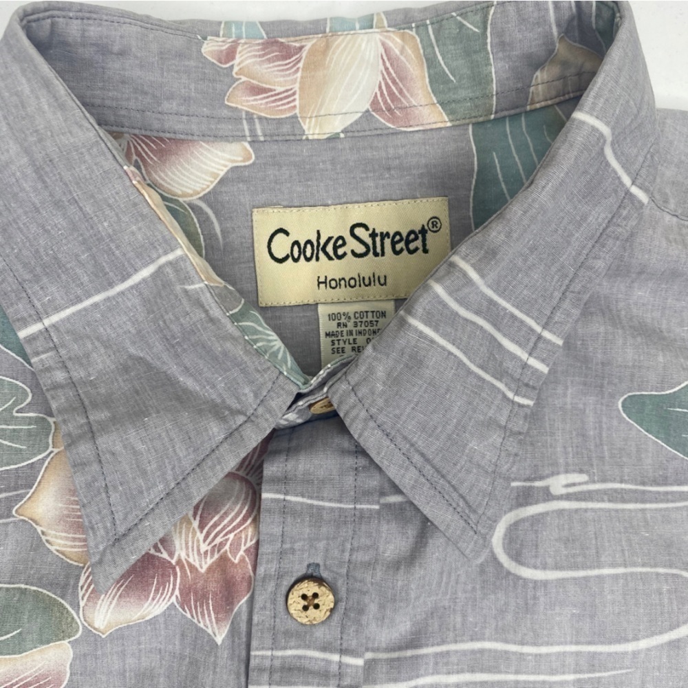 Cooke Street Reverse Fade Gray Hawaiian Button Up Shirt XL - Picture 3 of 7